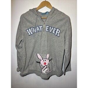 It’s Happy Bunny Vintage Y2K Kiss my A** Pink Fleece Hoodie Size M